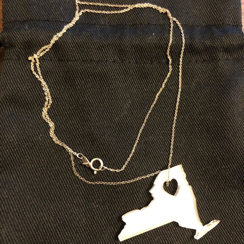 NY State Cutout Mirrored Necklace